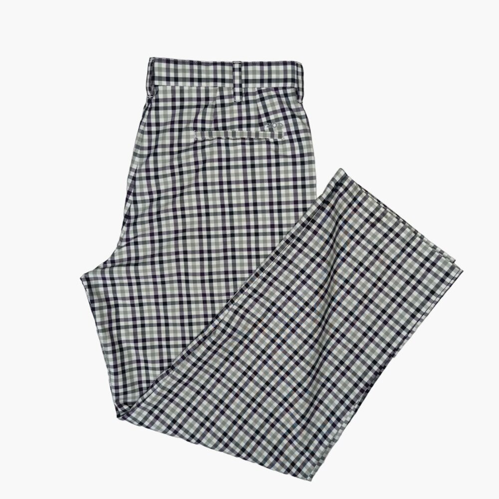 Izod Golf Mens 37x32 Purple Black Plaid Flat Front Performance Pants